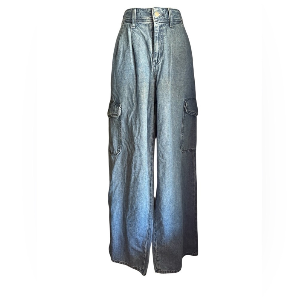 Universal thread Denim wide leg Cargo Pants blue jeans sz 6 cotton preloved